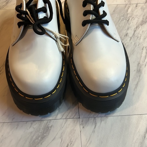 Dr Martens 1461 Quad smooth white leather platform shoes lace up oxfords - Picture 4 of 9